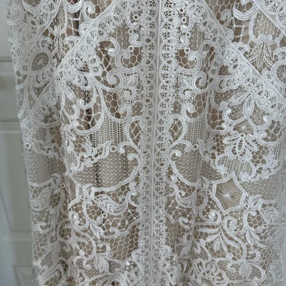 Tara Lauren Spring 2017 Strapless Lace Over Satin with Train Wedding Dress Sz 10 - Picture 6 of 15